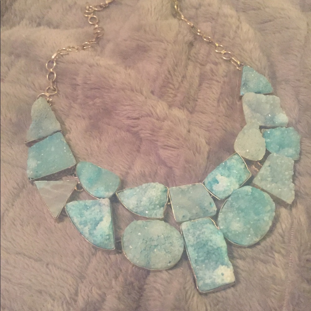 💎16 Druzy Geode Blue Stone Necklace 💎